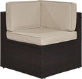 Crosley Furniture Palm Harbor Corner Outdoor Sectional Chair, Wicker Patio Chairs for Porch, Deck, Backyard, Brown with Sand Cus
