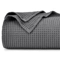 PHF 100% Cotton Waffle Weave Blanket Queen Size 90x90 - Lightweight Washed Soft Cozy Breathable Throw - Great Layer for Couch Be