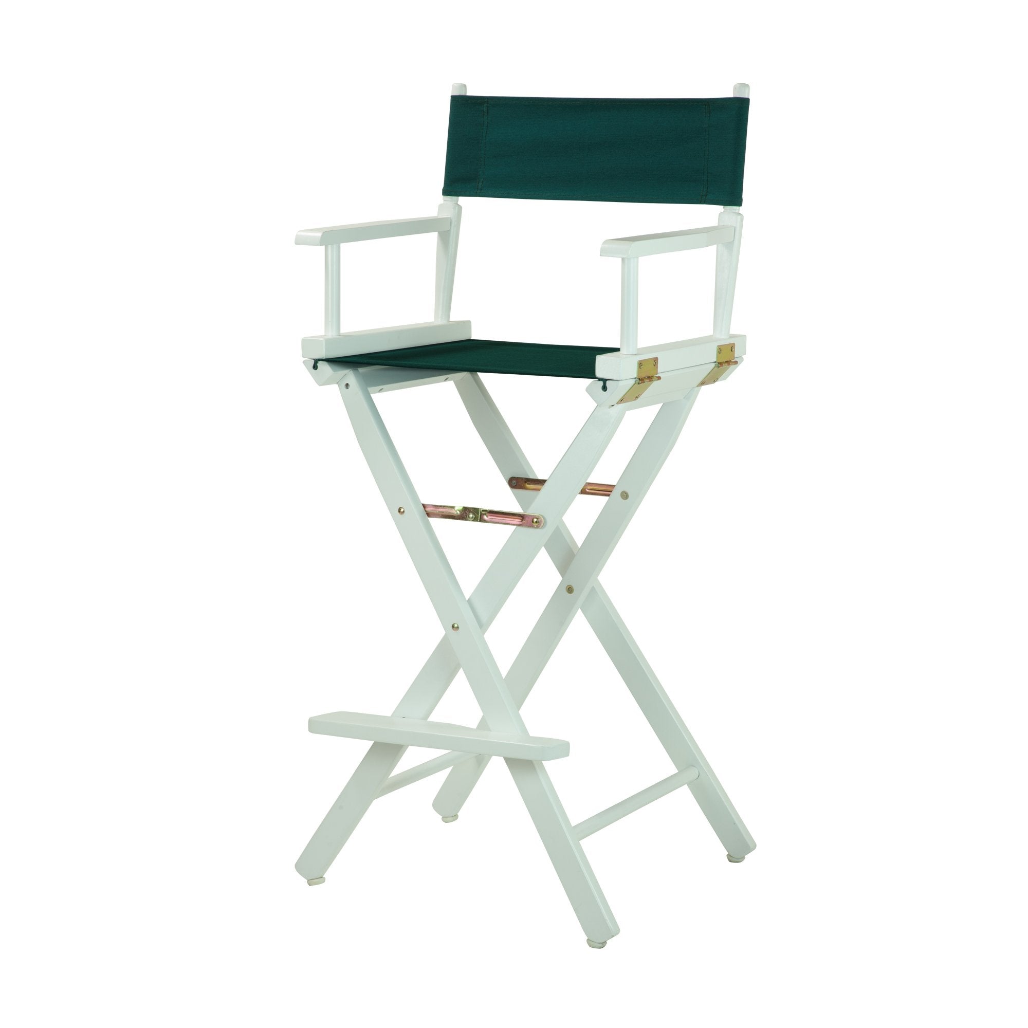 Casual Home Directors Chair ,White Frame/Hunter Green Canvas,30 - Bar Height
