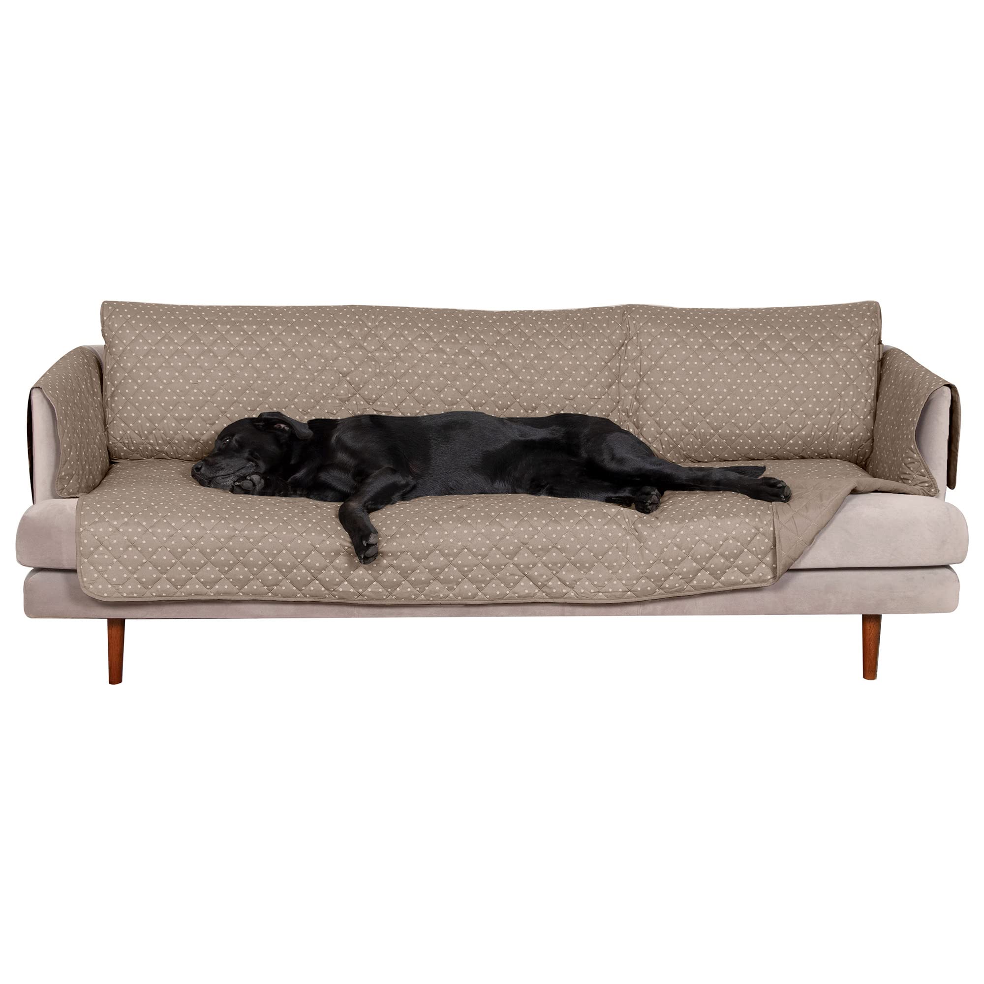 Furhaven Water-Resistant & Reversible XL Sofa/Couch Cover Protector for Dogs, Cats, & Children - Quilted Polka Paw Living Room F