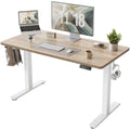 TIQLAB Height Adjustable Electric Standing Desk, 47 x 24 inch, Sit Stand Up Desk, Splice Board, Computer Home Office Desk, White