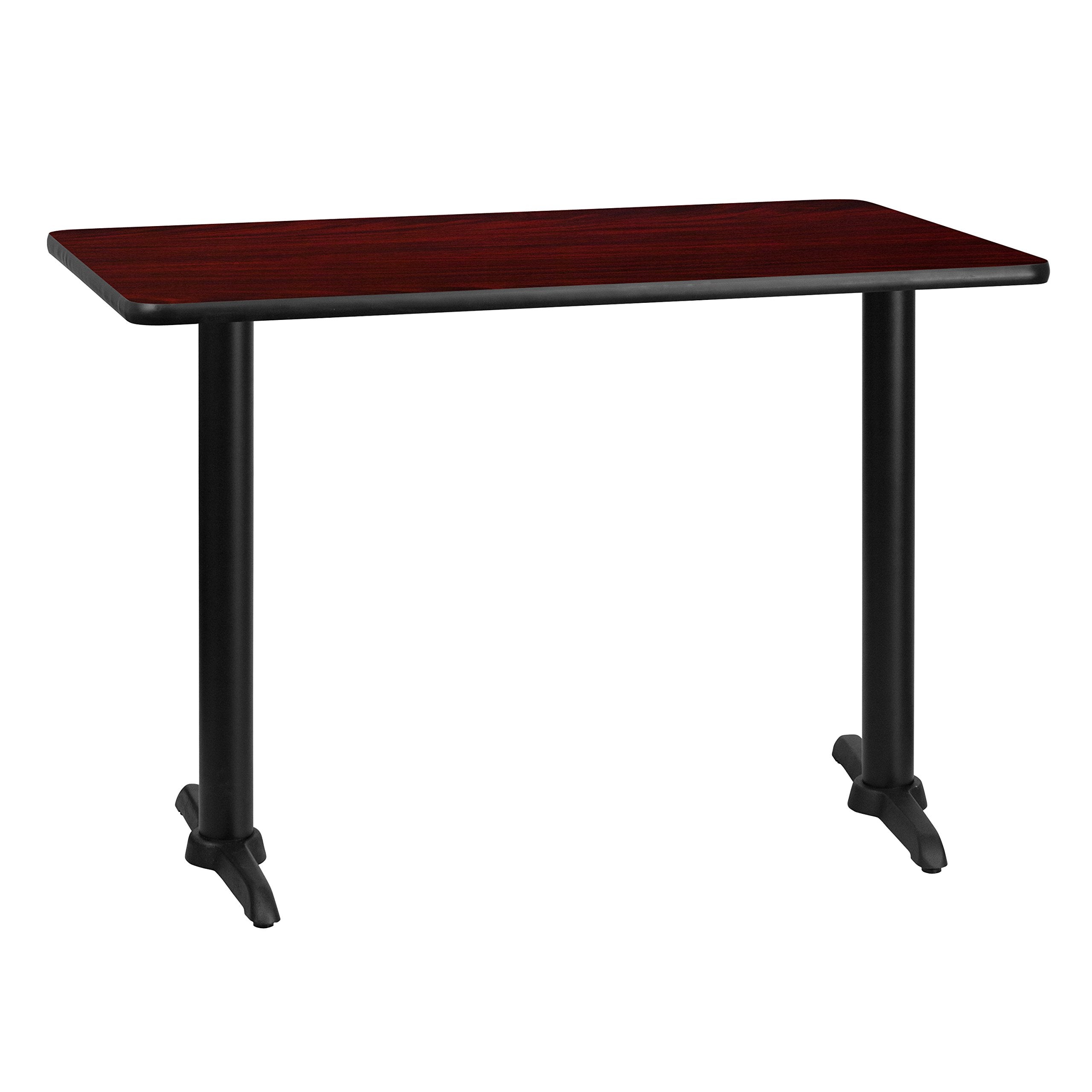 Flash Furniture Graniss 30 x 42 Rectangular Mahogany Laminate Table Top with 5 x 22 Table Height Bases