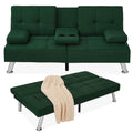 Best Choice Products Linen Modern Folding Futon, Reclining Sofa Bed for Apartment, Dorm w/Removable Armrests, 2 Cupholders - Dar