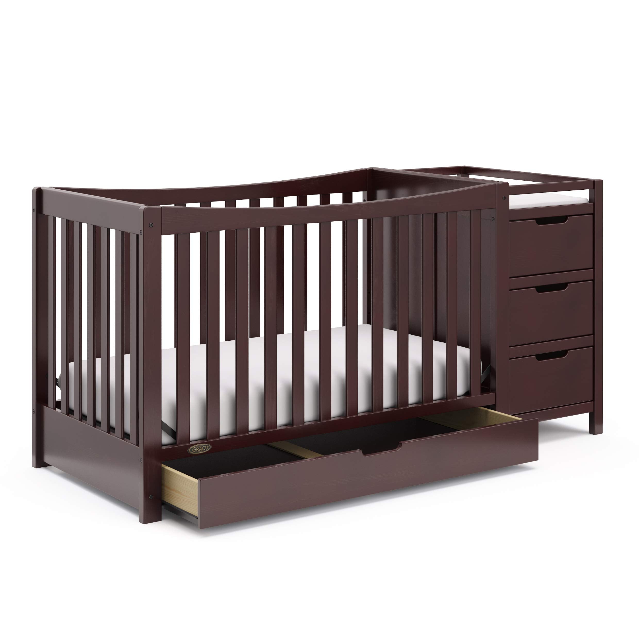 Graco Remi 4-In-1 Convertible Crib & Changer With Drawer (Espresso) - GREENGUARD Gold Certified, Crib And Changing-Table Combo, 