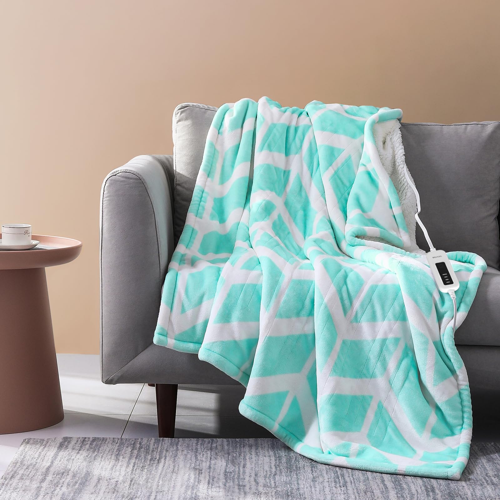 VENTIMI Electric Blanket Heated Throw, 50 x 60 Heated Blanket with 4 Heat Levels & 3 Hours Auto Off, Fast Heating Blanket with E