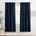 PONY DANCE Living Room Curtains - 42 Wide x 72 Inches Long, Navy Blue Blackout Drapes Thermal Insulated Back Tab & Rod Pocket Cu