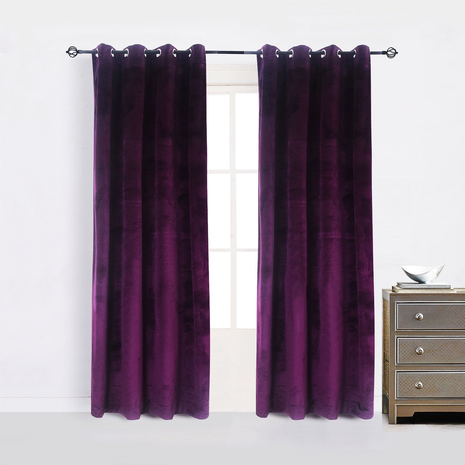 Cherry Home Set of 2 Blackout Velvet Energy Efficient Grommet Curtain Panel Drapes Lavender Purple 52Wx84L(2 Panels) Theater| Be