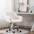 Modern Faux Fur Home Office Chair, Upholstered Elegant Makeup Vanity Chair for Teen Girls Swivel Desk Chair, Height Adjustable L