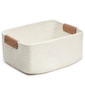 CHICVITA White Woven Basket Baby Gift Basket for Toys, Towels, Books, Rope Storage Basket for Living Room, Bathroom, Decorative 