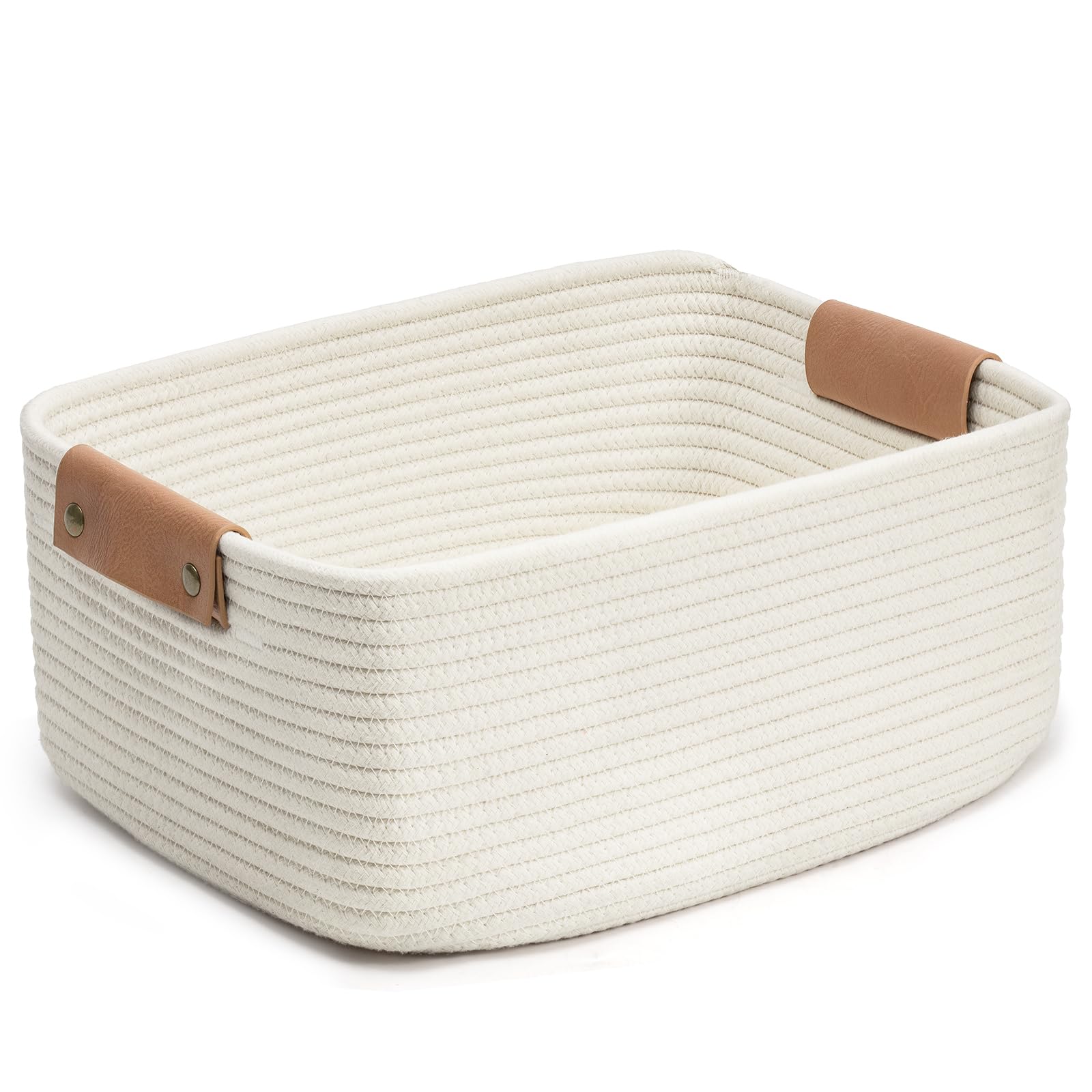 CHICVITA White Woven Basket Baby Gift Basket for Toys, Towels, Books, Rope Storage Basket for Living Room, Bathroom, Decorative 