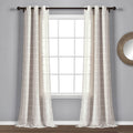 Lush Decor Farmhouse Textured Grommet Sheer Window Curtain Panel Pair, 38W x 108L, Beige