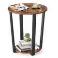 VASAGLE End Table, Round Side Table with Storage Shelf, Easy Assembly, Industrial Accent Furniture with Steel Frame, Rustic Brow