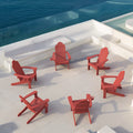 LUE BONA HDPS Adirondack Chairs Set of 6, Red Adirondack Chairs with Cup Holder, 300lbs Modern Adirondack Chair Weather Resistan