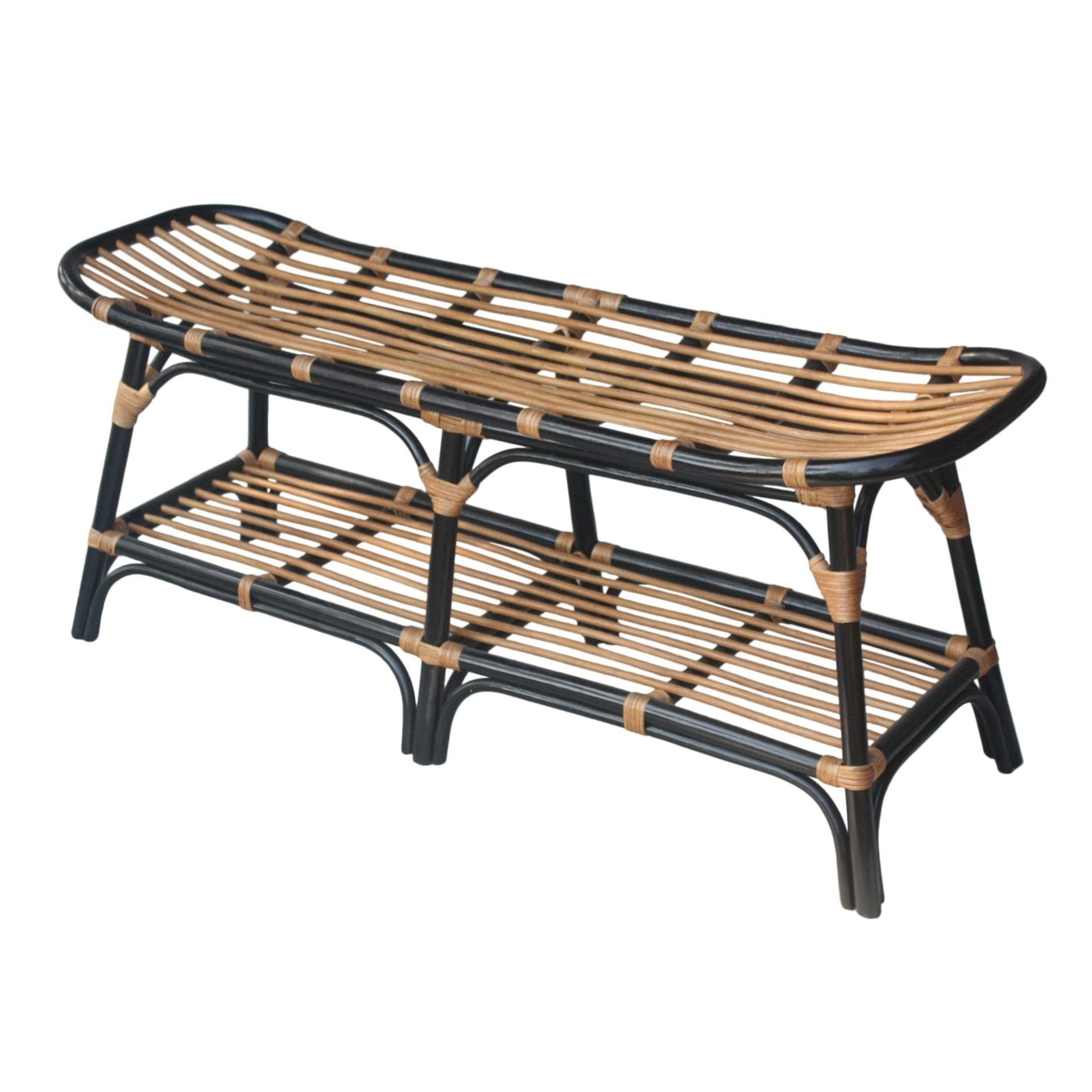 npd furniture and more Damara Rattan w/Shelf Bench, Black