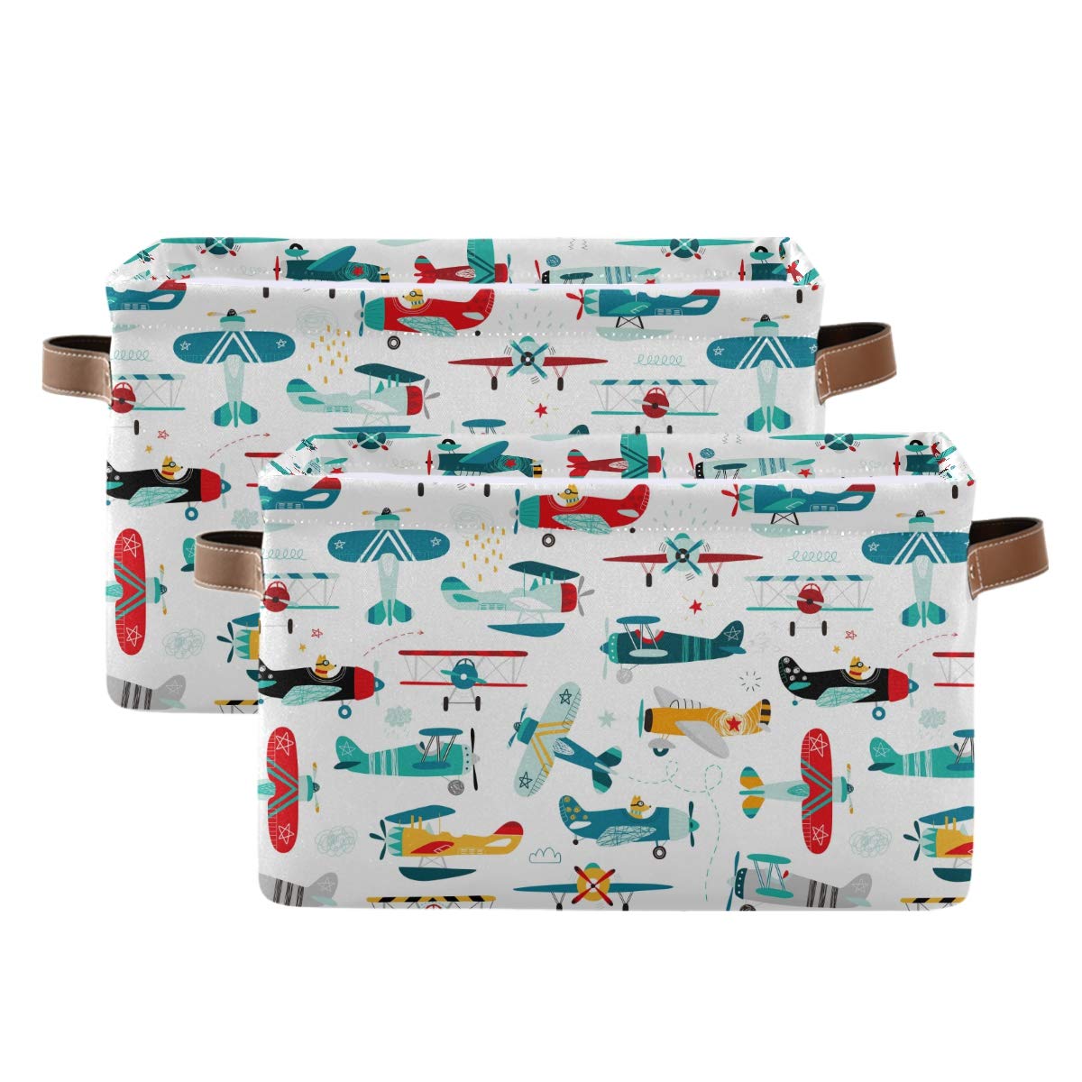 Storage Basket Cube Cartoon Airplane Helicopter Large Collapsible Toys Storage Box Bin Laundry Organizer for Closet Shelf Nurser