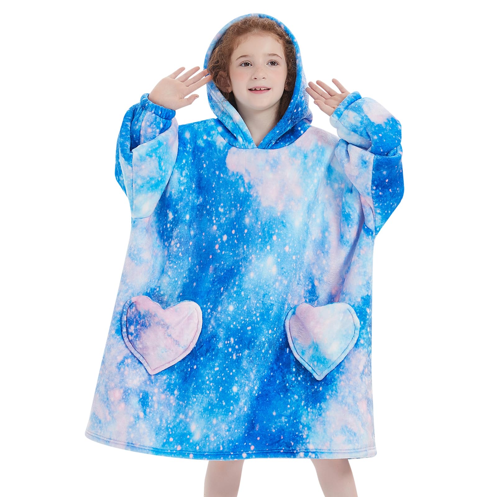 Mewkou Wearable Blanket Hoodie for Kids 6-13YR,Oversized Sherpa Blanket Hoodie,Gifts for Girls Boys Toddler Birthday Christmas,G