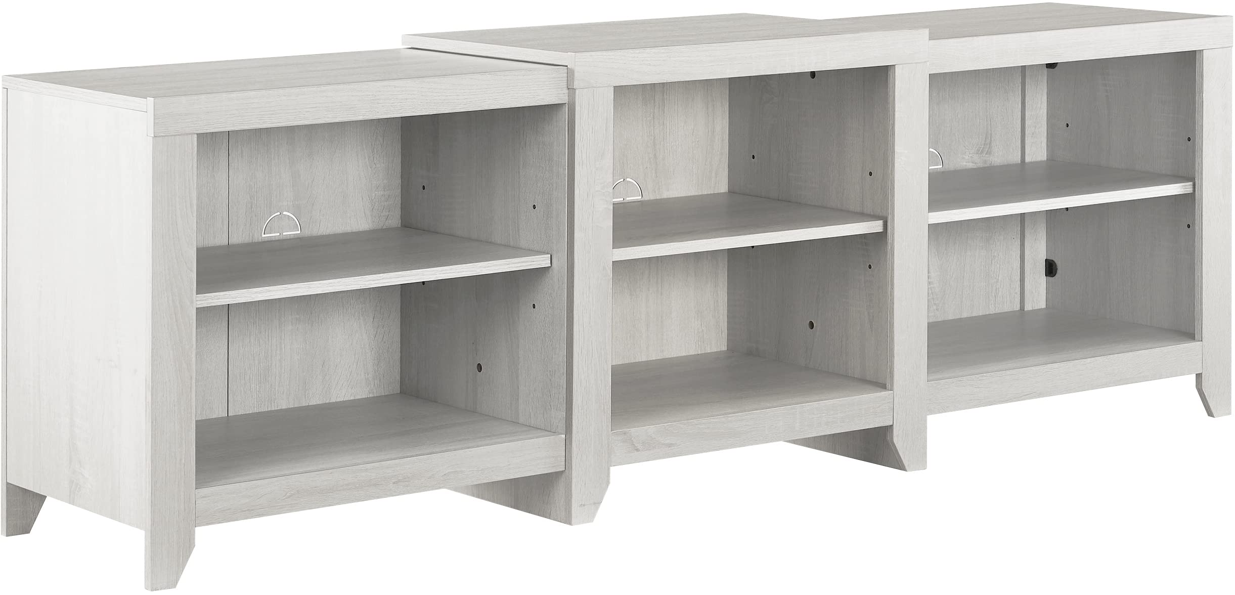 Crosley Furniture Ronin Low Profile TV Stand for 75+ inch TVs, Entertainment Center with Storage Shelves, Whitewash