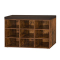 DINZI LVJ Shoe Storage Bench with Cushion, Cubby Rack with 9 Cubbies, Adjustable Shelves, Multifunctional Organizer Bench for En
