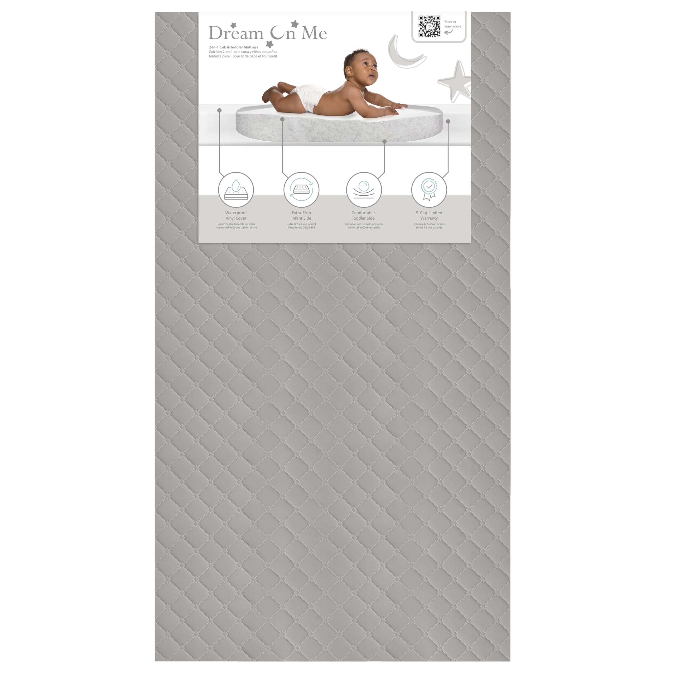Dream On Me Asheville 4    Firm Fiber Crib And Toddler Mattress | Waterproof | GreenGuard Gold Certified | Dual-Sided Mattress |