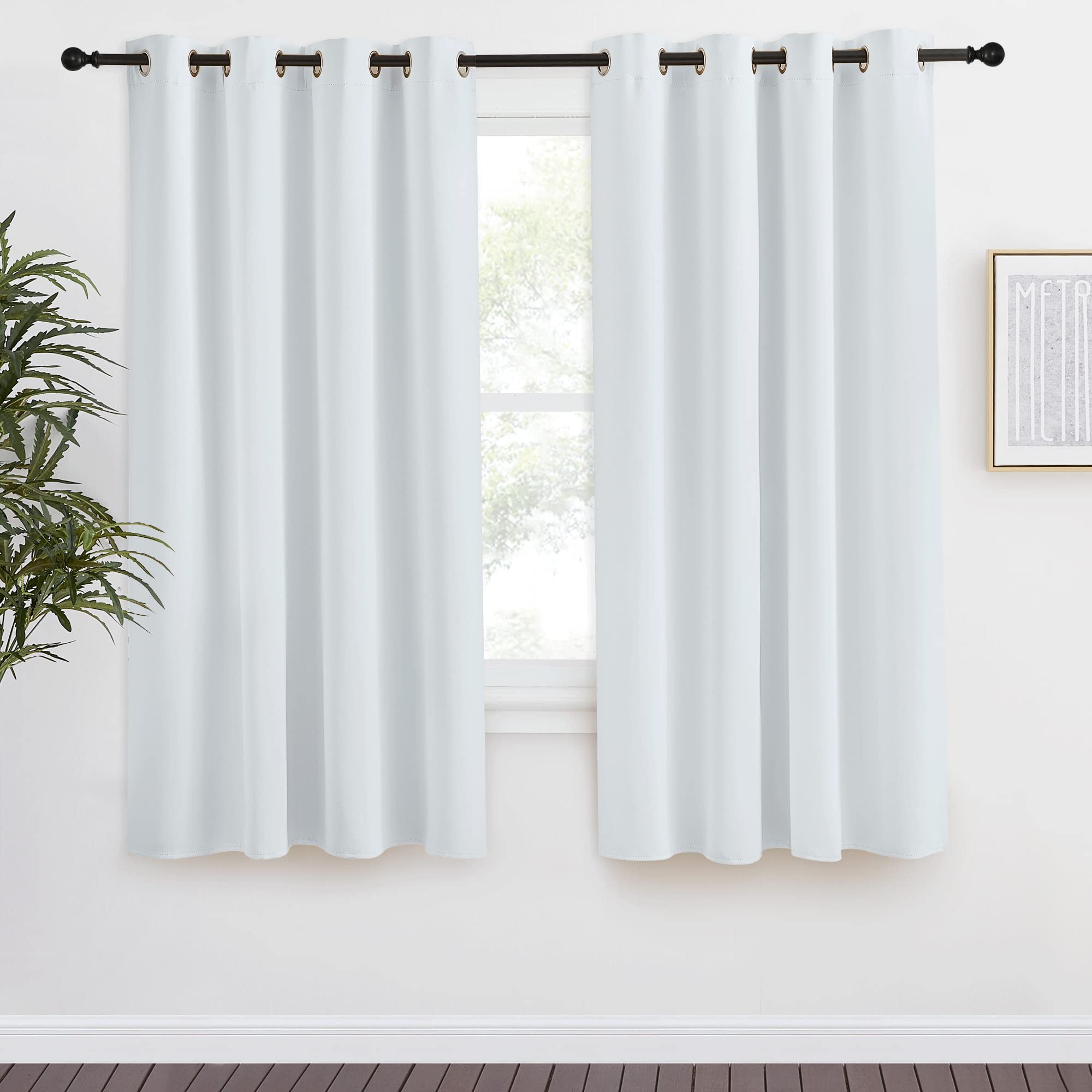 NICETOWN Room Darkening Window Curtain Panel, 55x57 inches, 1 Pack, Cloud Grey Color, Solid Thermal Insulated Blind Privacy Drap