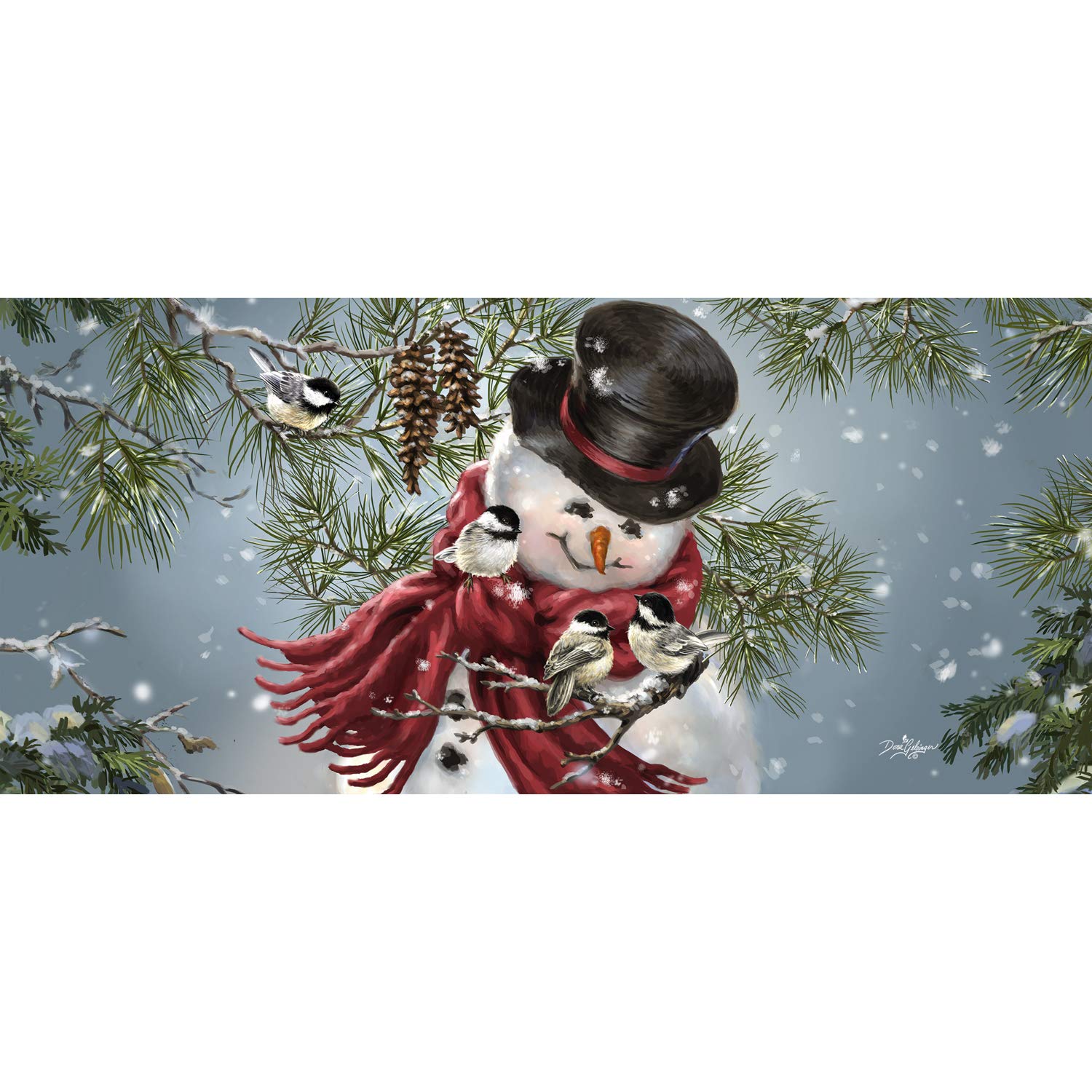 Evergreen Flag Snowman Snuggles Interchangeable Entrance Doormat | Indoor and Outdoor | 22-inches x 10-inches | Non-Slip Backing