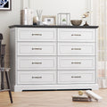 Thacuok Dresser for Bedroom with 8 Drawer, Farmhouse Dresser for Closet,47   Wide Rustic Wooden Chest of Drawers with Natural 