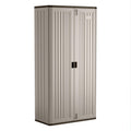 Suncast 80.25 Mega Tall Heavy-Duty Resin Storage Cabinet with 3 Shelves, Platinum/Slate