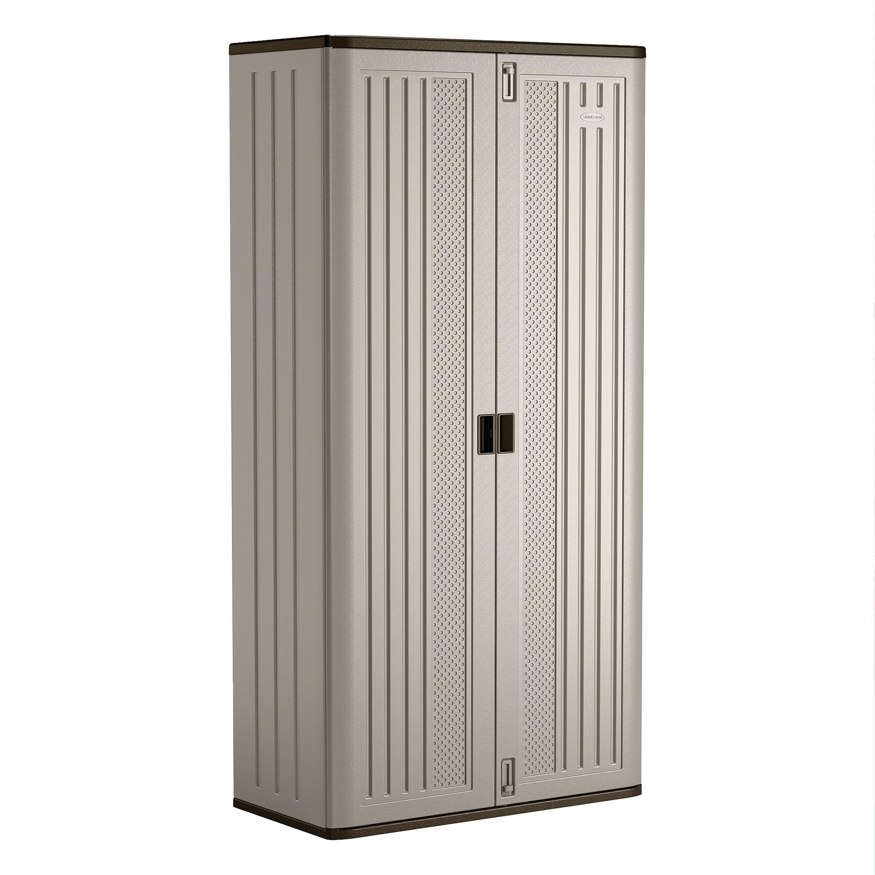 Suncast 80.25 Mega Tall Heavy-Duty Resin Storage Cabinet with 3 Shelves, Platinum/Slate