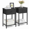 VASAGLE Nightstands, Set of 2, Side Table with Fabric Drawer, 24-Inch Tall End Table with Storage Shelf, Bedroom, Black ULGS221B