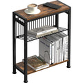 Lifenite Side Table for Small Spaces, Narrow End Table with Magazine Holder, 2 in 1 Design Slim Side Table, Skinny Nightstand fo