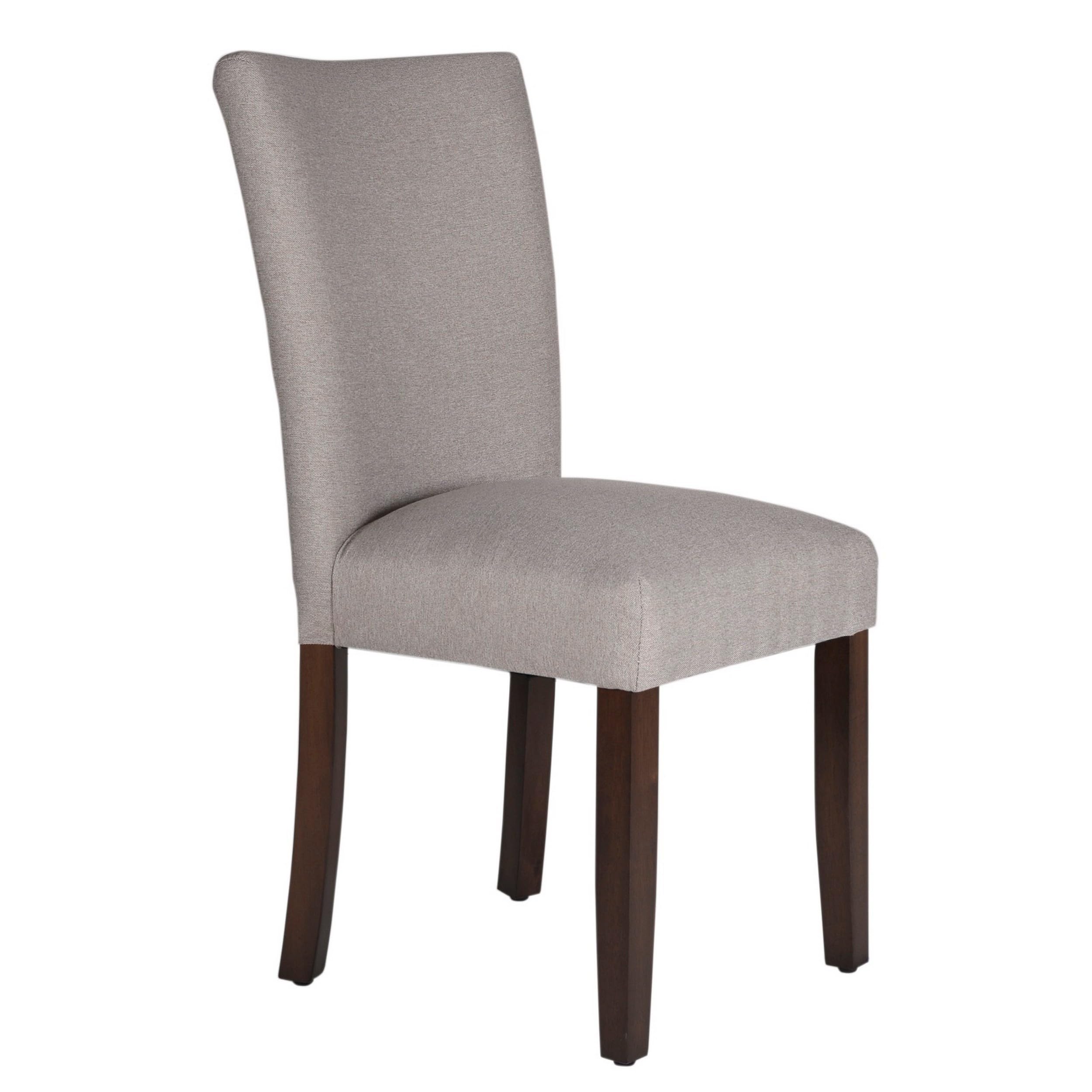Benjara BM195015 38 x 19 x 23.5 in. Fabric Upholstered Wooden Parson Dining Chair with Splayed Back Gray & Brown
