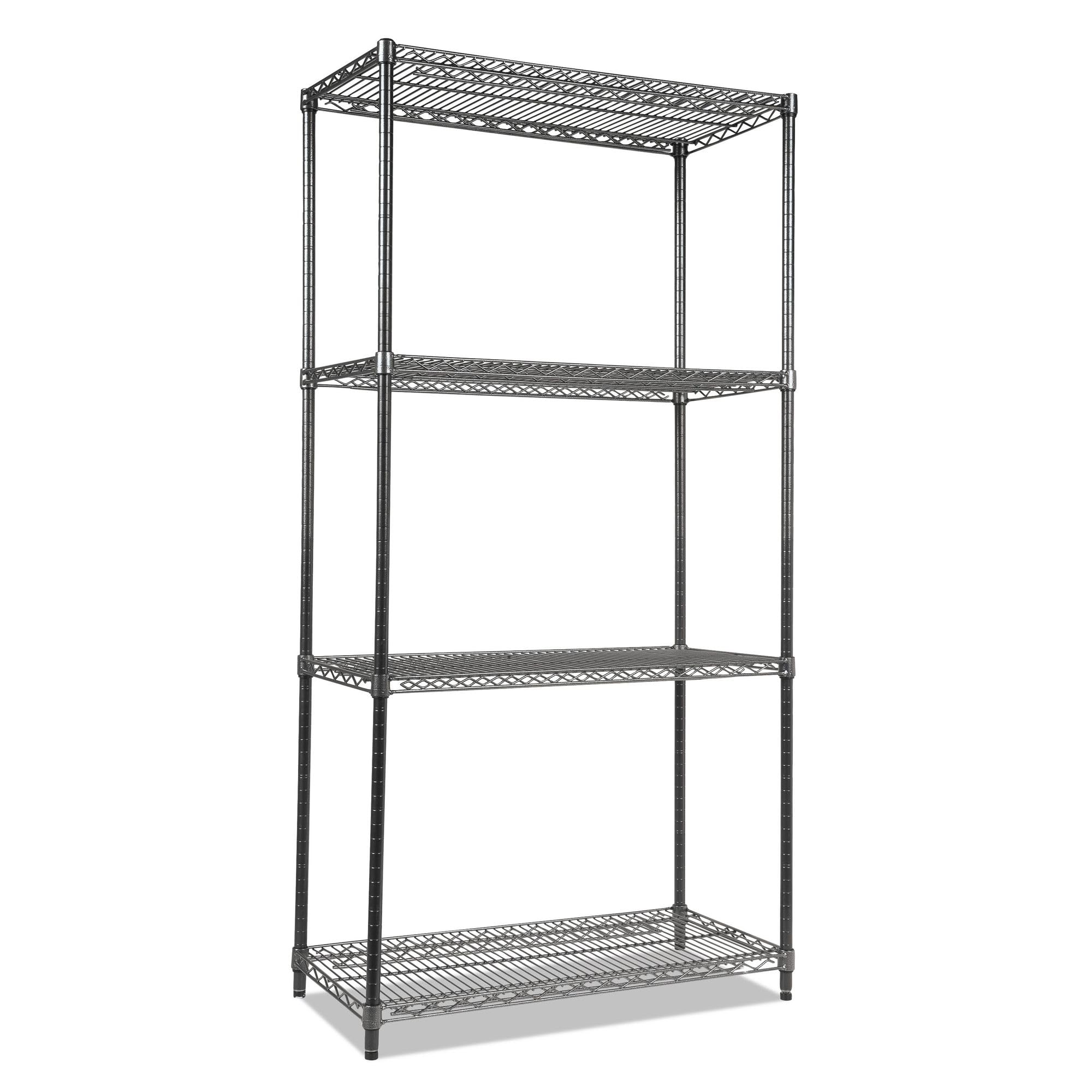 Alera ALESW503618BA 36 in. x 18 in. x 72 in. 4-Shelf Wire Shelving Starter Kit - Black Anthracite