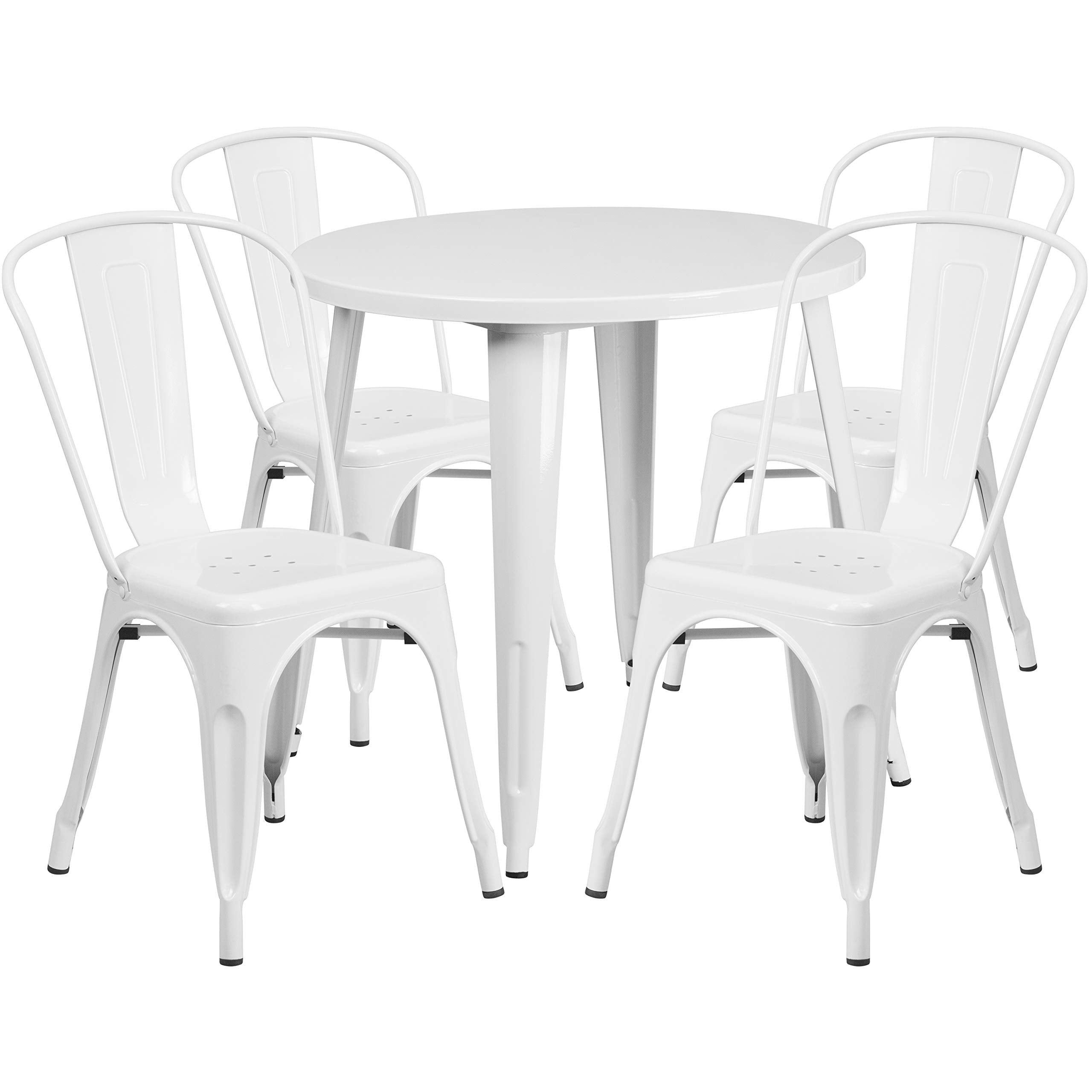 Flash Furniture Dalton Commercial Grade 30 Round Black Metal Indoor-Outdoor Table Set with 4 Cafe Chairs
