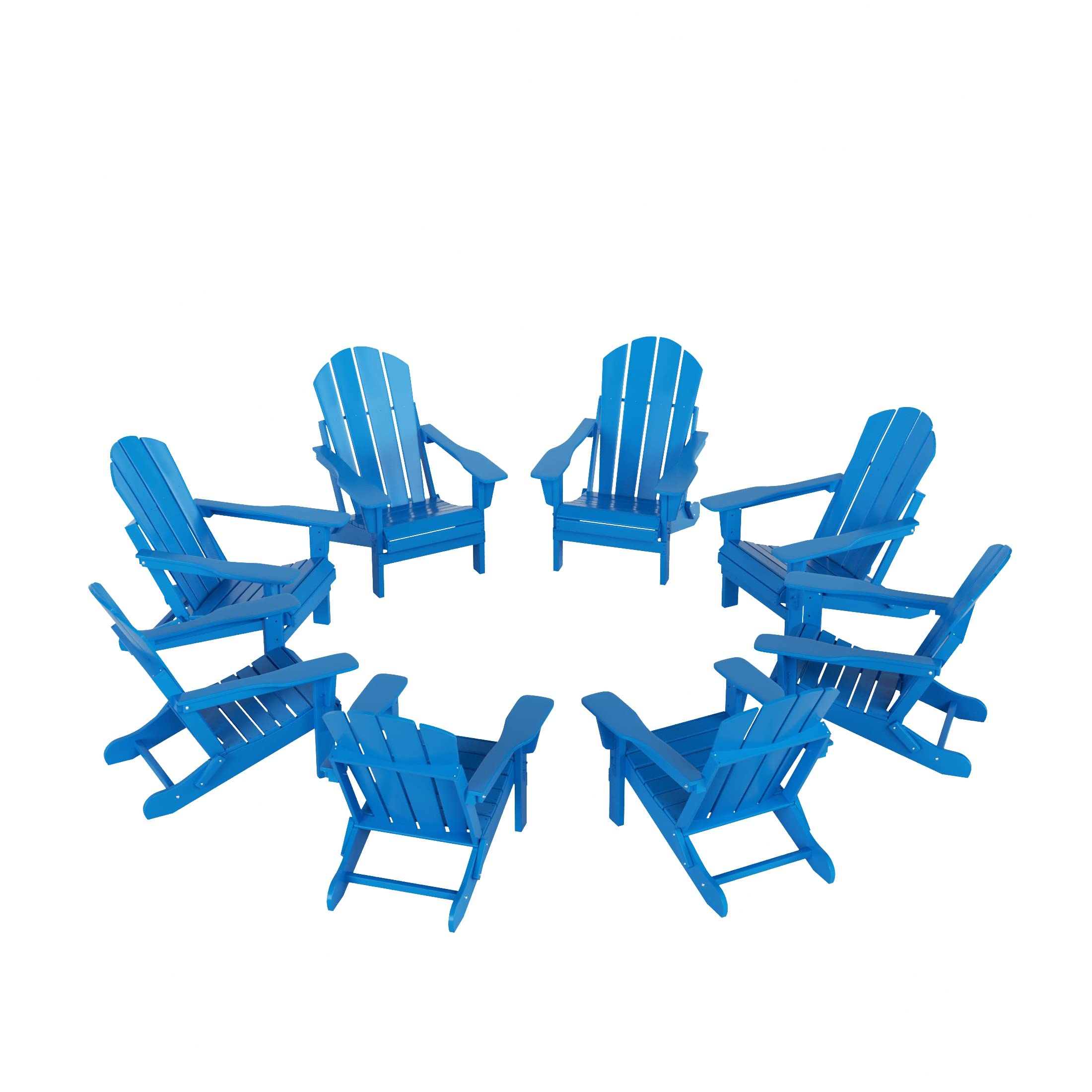 WestinTrends Outdoor Adirondack Chairs Set of 8, Plastic Fire Pit Chair, Weather Resistant Folding Patio Lawn Chair for Outside 