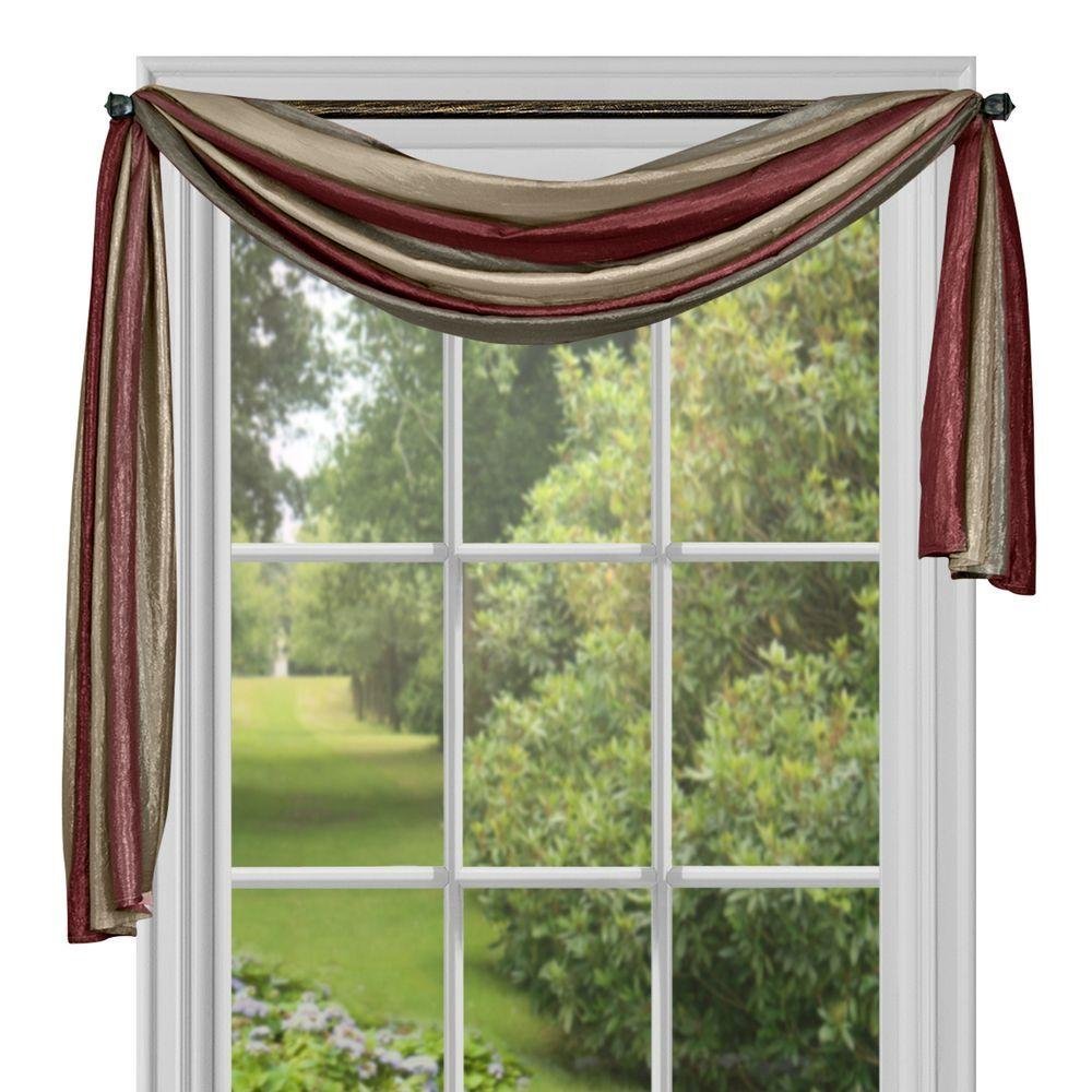 Sheer Window Scarf Valance - 50 Inch Width x 144 Inch Length (Burgundy) - Light Filtering Polyester Curtain Scarf - Lightweight 