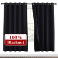 NICETOWN 100% Blackout Window Curtain Panels, Full Light Blocking Drapes with Black Liner for Nursery, 72 inches Drop Thermal Be