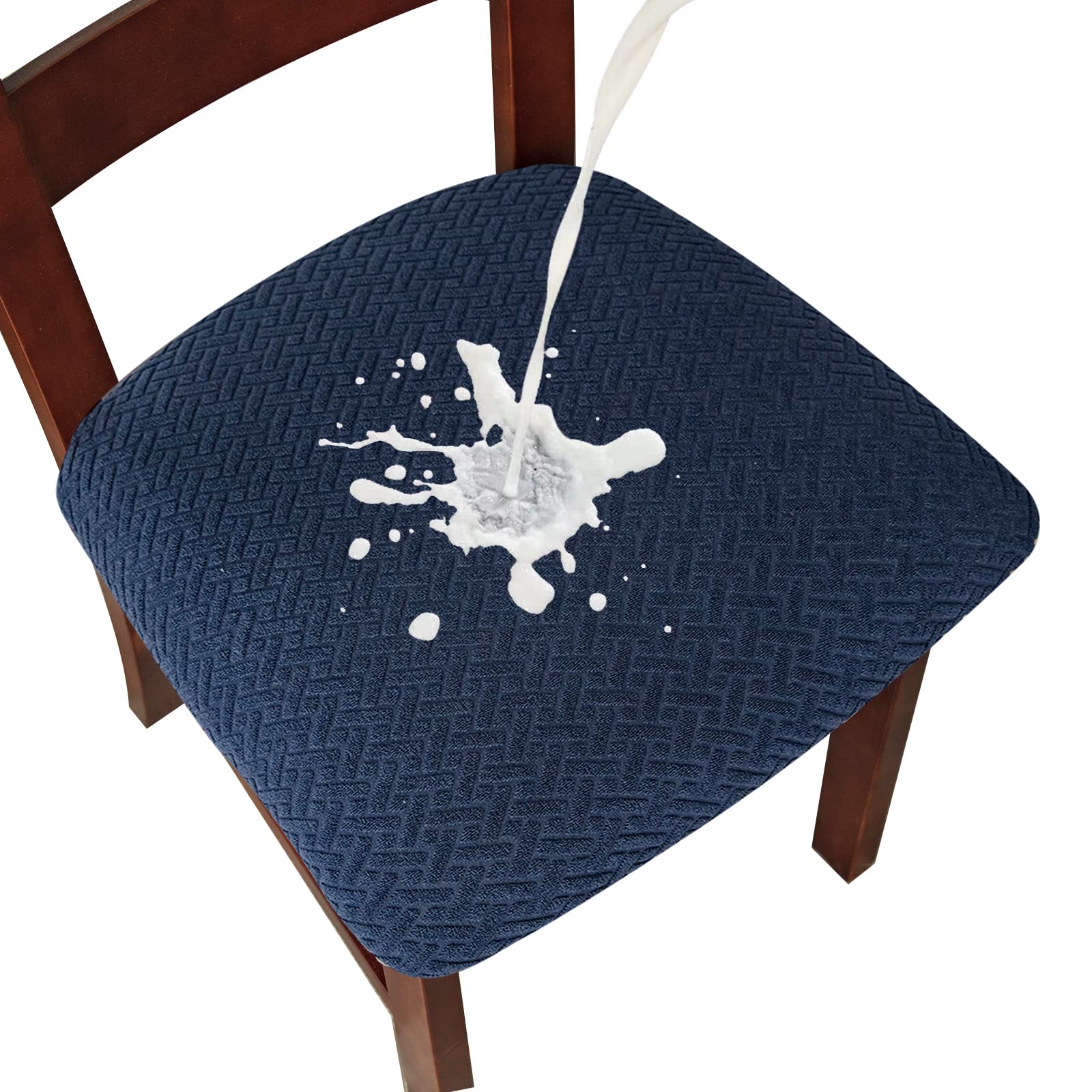 Genina Waterproof Seat Covers for Dining Room Chairs covers dining chair seat covers Kitchen Chair Covers slipcovers (Navy Blue,