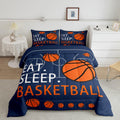 Feelyou Basketball Bedding Set for Kids Boys Girls Navy Blue Comforter Full Size Ball Games Sport Comforter Set Basketball Court