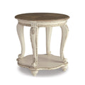 Signature Design by Ashley Realyn French Country Two Tone Round End Table, Chipped White