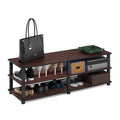 Furinno Turn-S-Tube No Tools 3-Tier Wide Storage Bench, Dark Cherry/Black, 47-inch Wide