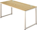SHW Home Office 55-Inch Large Computer Desk, 24 Deep, White Frame with Oak Top