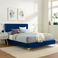 Modway Yasmine Channel Tufted Performance Velvet Queen Platform Bed in Navy