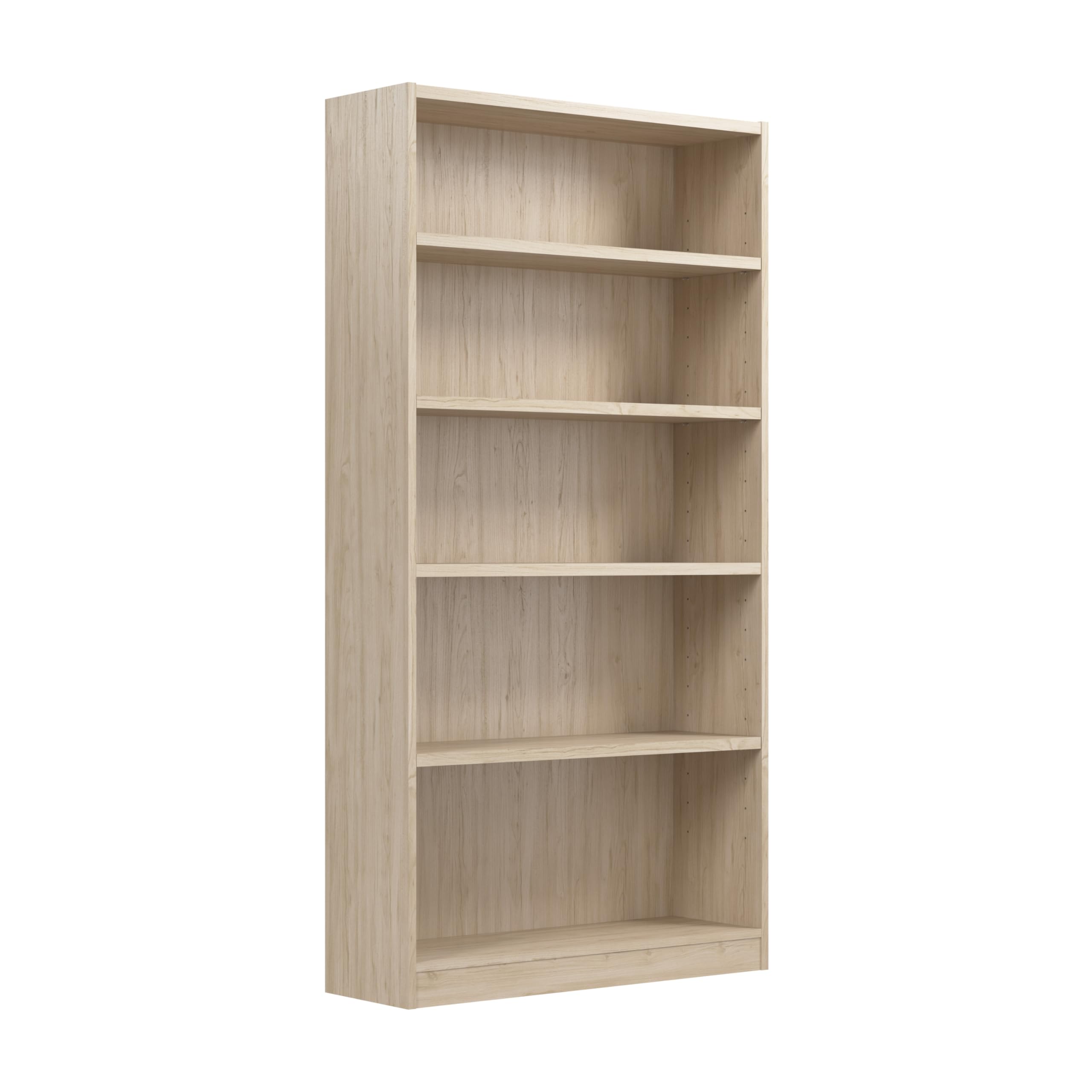 Bush Furniture Universal Tall 5 Shelf Bookcase in Natural Elm, Vertical Storage and Display Bookshelf for Home Office or Living 