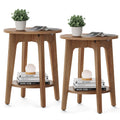 VASAGLE Side Tables, Set of 2, Small Round End Table with Lower Shelf, Nightstand for Small Spaces, Living Room, Bedroom, Rustic