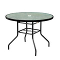 Garden Elements Outdoor Patio Furniture, Round Dining Table, Steel Base and Rim with Water-Wave Glass Top, Black, 40