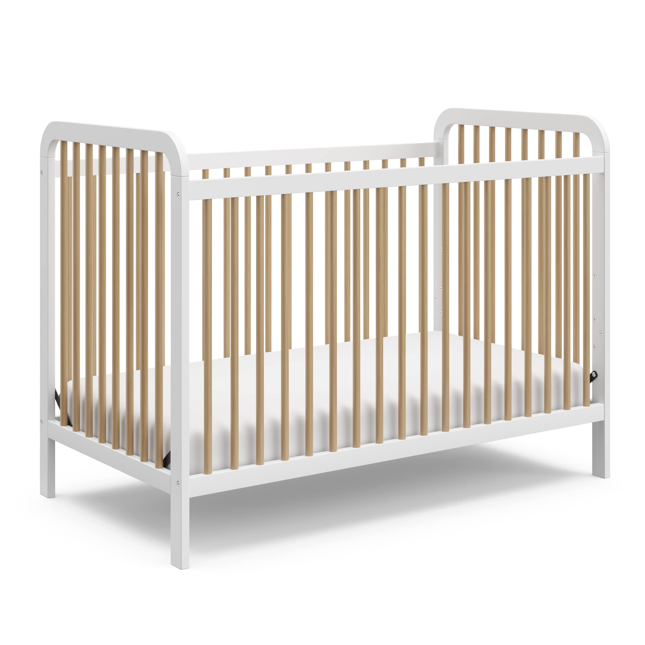 Storkcraft Pasadena 3-in-1 Convertible Crib (White with Driftwood) - GREENGUARD Gold Certified, Converts to Daybed and Toddler B