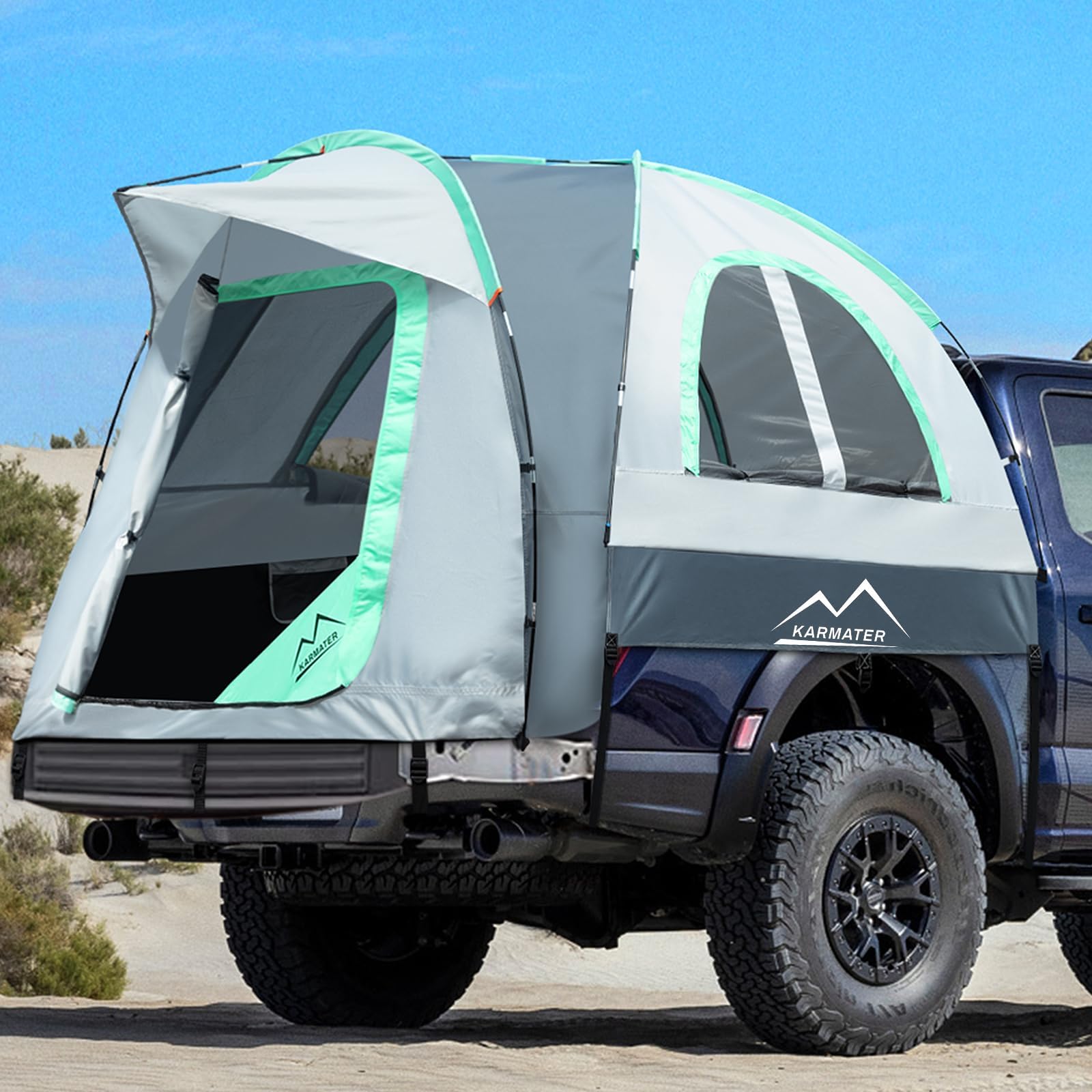 Pickup Truck Tent, Waterproof PU2000mm for Camping 5.5-6 Ft Bed,2-Person Sleeping with Double Layer Design Windows, Portable Ove