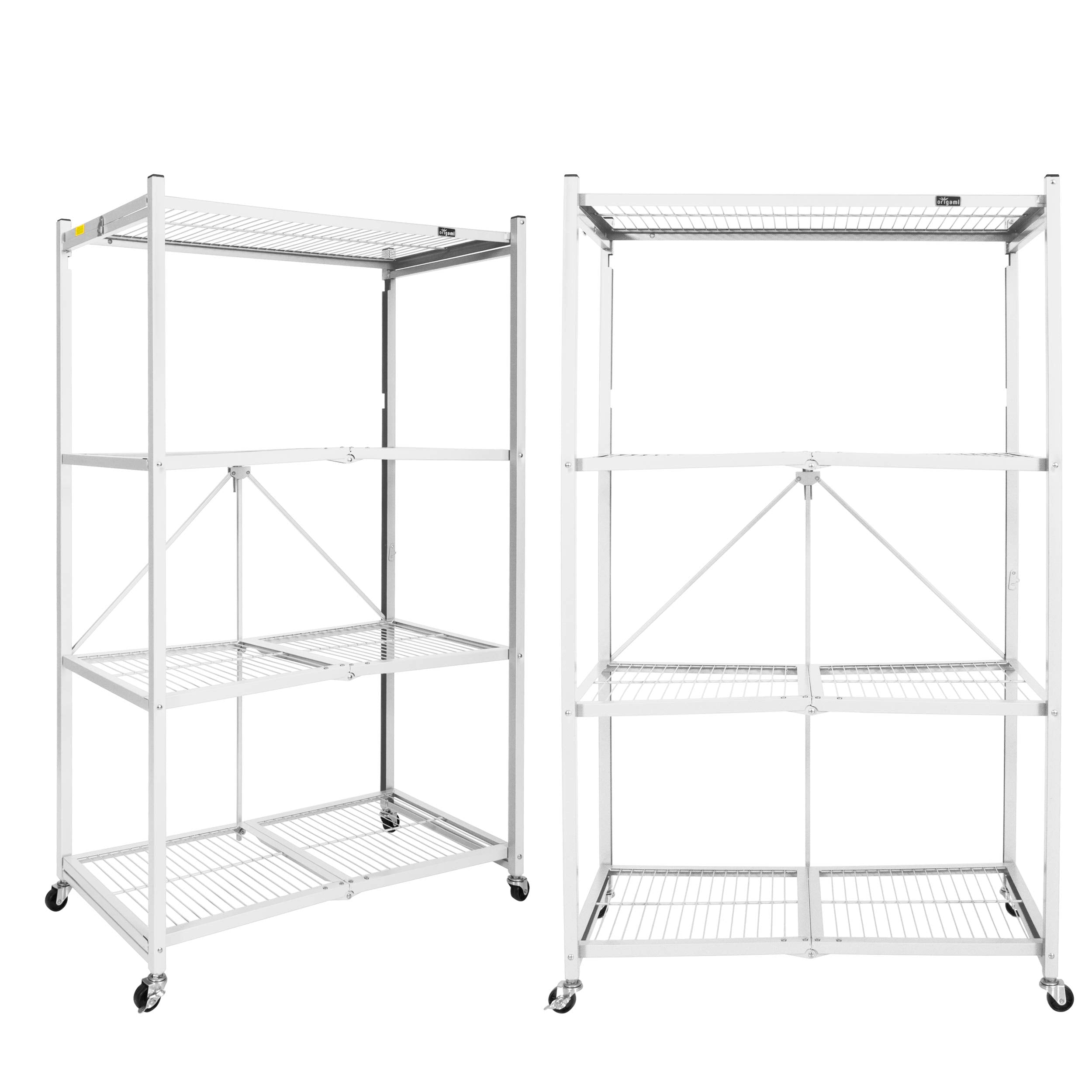 Origami 4-Tier Storage Shelves on Wheels, Steel Shelving Holds 1000 pounds, Heavy Duty Garage Storage & Organization, Closet Org