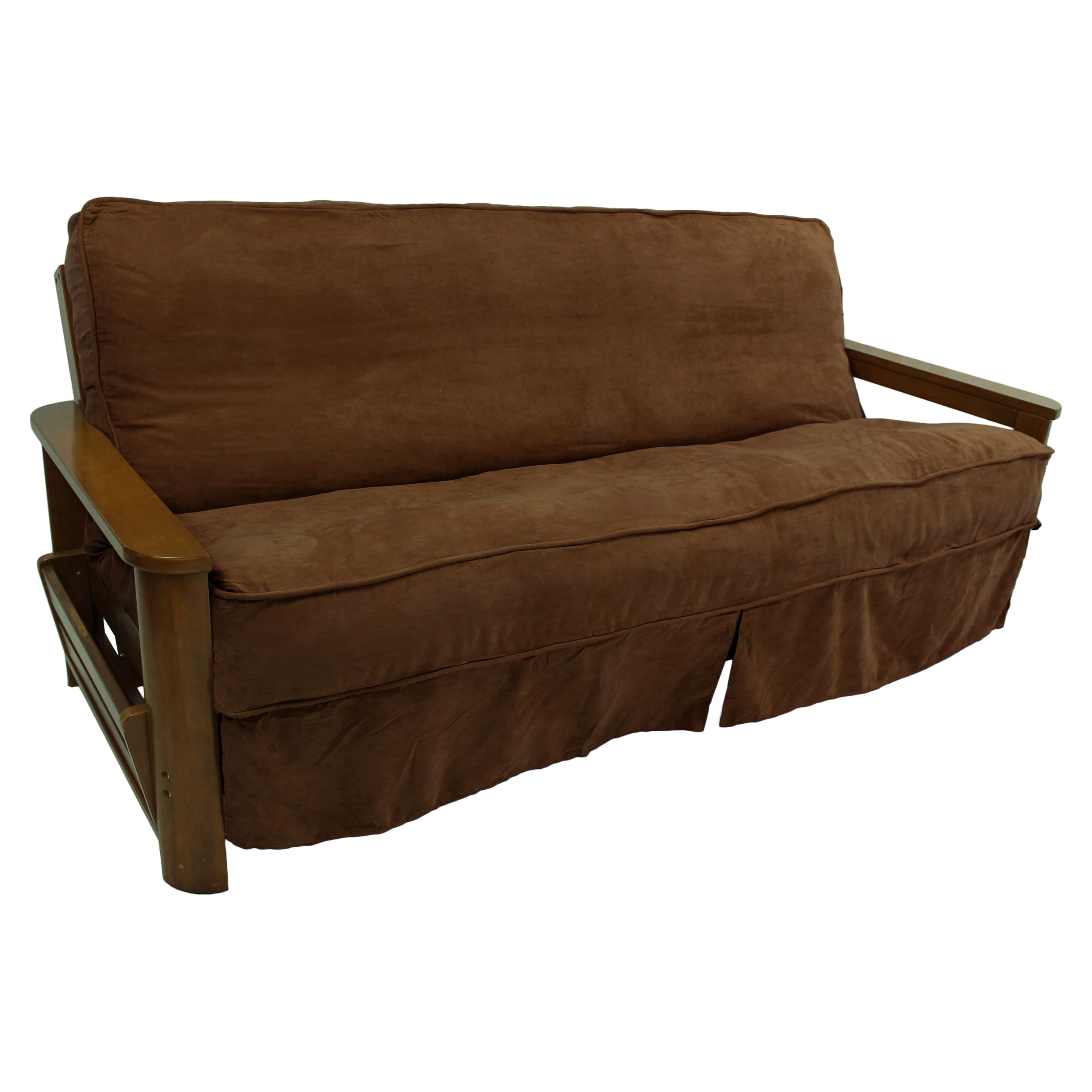 Blazing Needles Solid Microsuede Double Corded 8 to 9 Futon Slipcover, Full, Chocolate