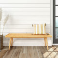 Plank+Beam Mid-Century Double Wood Entryway Bench, Natural
